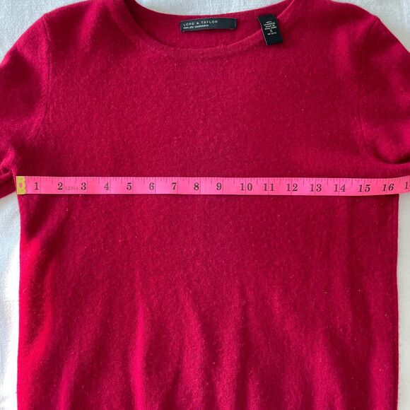 Vintage Lord & Taylor Red 2Ply Cashmere Short Sleeve Top Women's Small - Picture 5 of 6